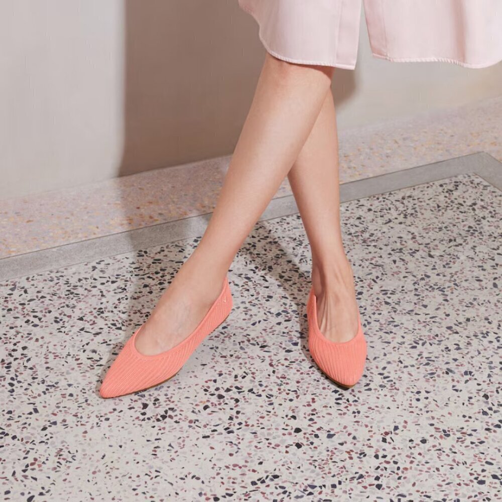 Vivaia Aria Ballet Flats Pointed Toe Slip On Flats Knit Shoes Salmon Pink Size 9
